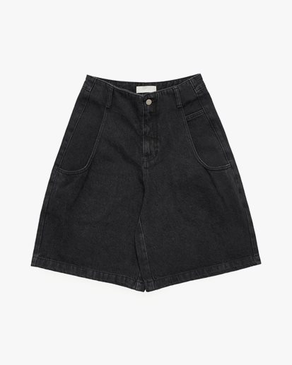 Amomento Cut-Out Pocket Denim Shorts Black