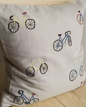 Fine Little Day Bicycles Embroidered Cushion Cover