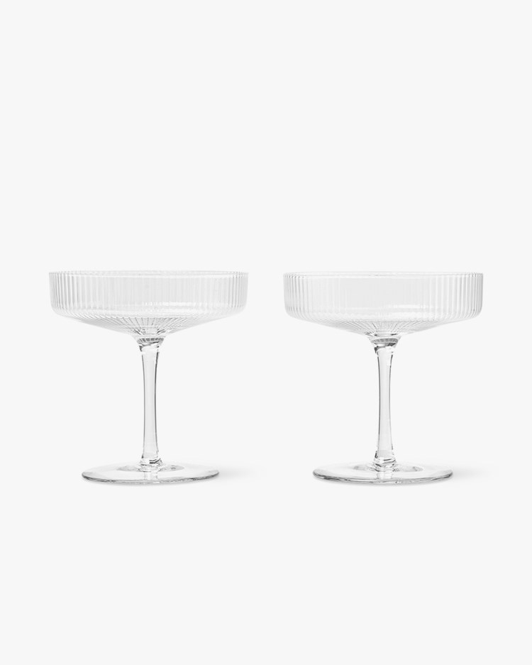 Ferm Living Ripple Champagne Saucer 2-Pack Clear