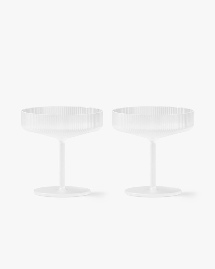 Ferm Living Ripple Champagne Saucer 2-Pack Frosted