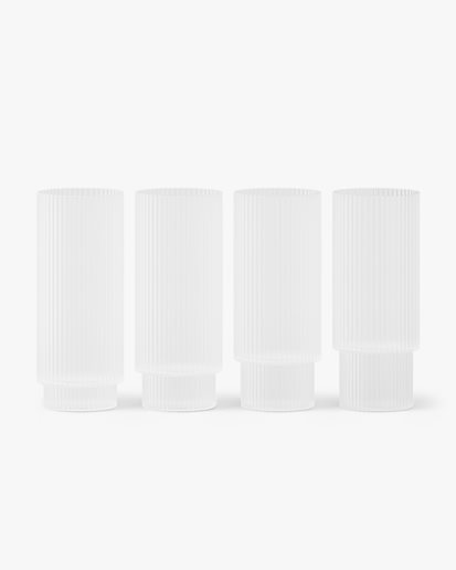 Ferm Living Ripple Long Drink Glass 4-Pack Frosted