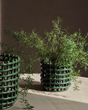 Ferm Living Ceramic Basket Small Emerald Green