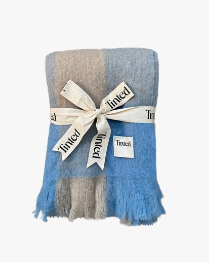 Tinted Ahlblom Wool Blanket Beige/Blue