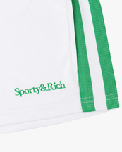 Sporty & Rich Serif Logo Embroidered Roller Shorts White