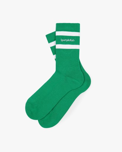 Sporty & Rich Serif Logo Socks Green