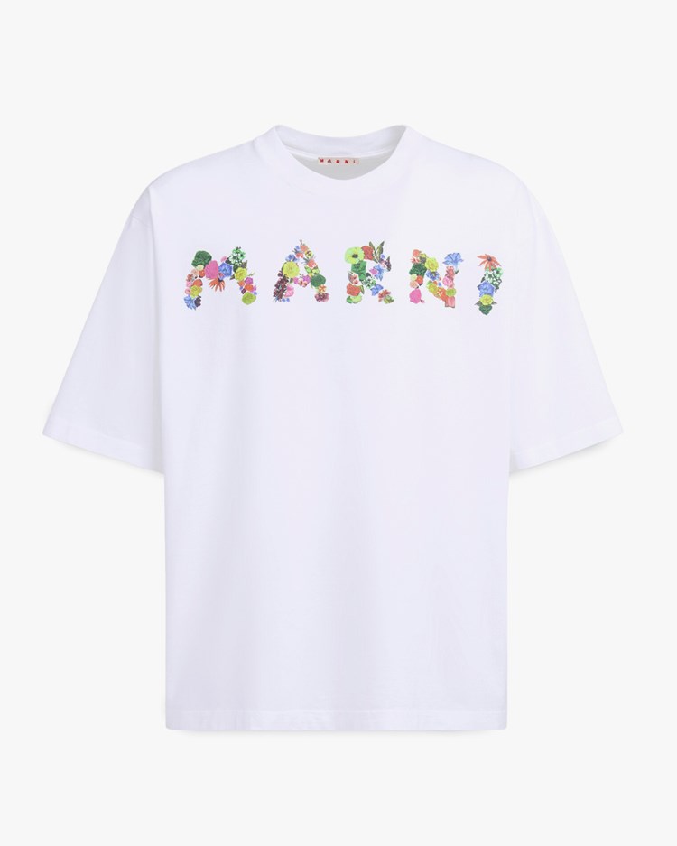 Marni Bouquet Logo T-Shirt Lily White