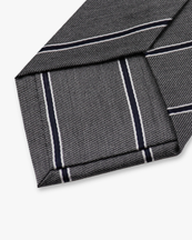 Stripe Silk Tie Dark Grey/White/Blue