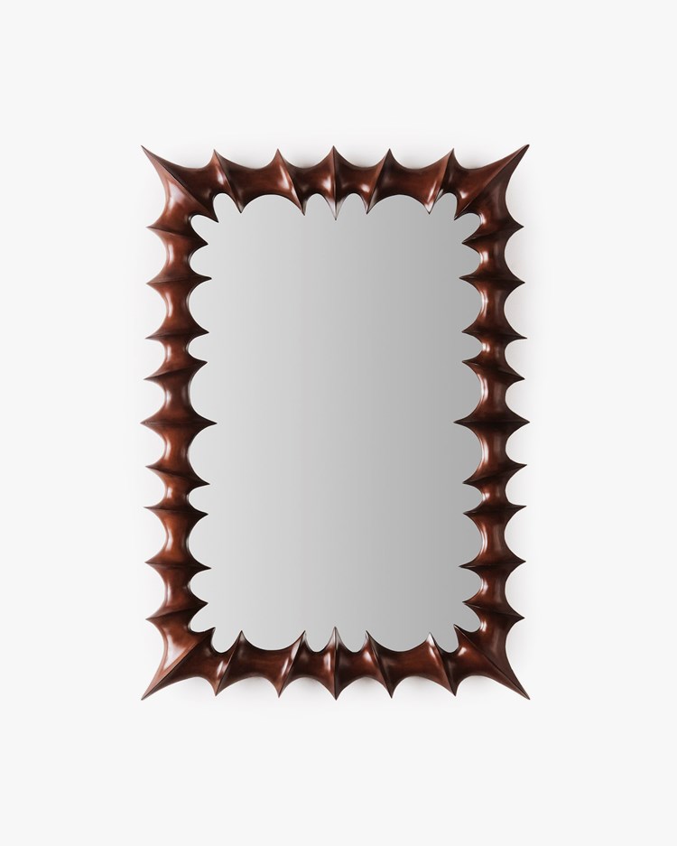 Dusty Deco Brutalist Mirror Small Natural Wood