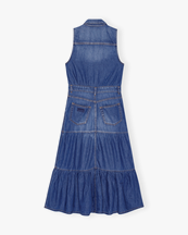 Ganni Light Denim Long Dress Mid Blue Vintage