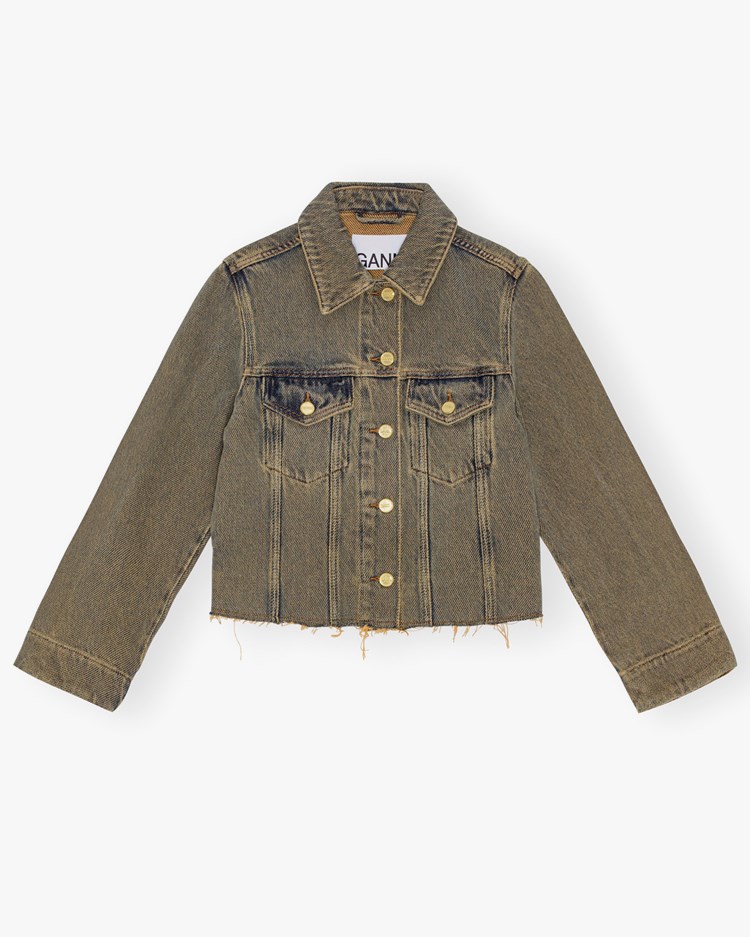 Ganni Overdyed Heavy Denim Jacket Shitake