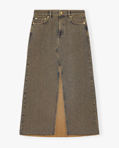 Ganni Overdyed Heavy Denim Maxi Skirt Shitake