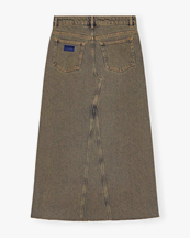 Ganni Overdyed Heavy Denim Maxi Skirt Shitake