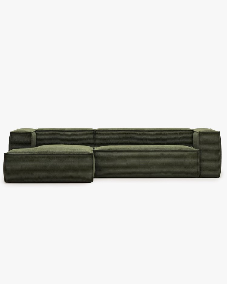 Blok 3-Seater Left Lounge Sofa Corduroy Green