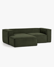 Blok 2-Seater Left Lounge Sofa Corduroy Green