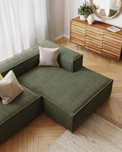 Blok 2-Seater Right Lounge Sofa Corduroy Green