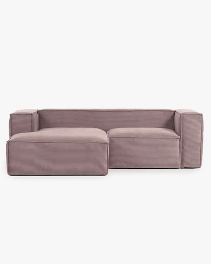Blok 2-Seater Left Lounge Sofa Corduroy Light Pink