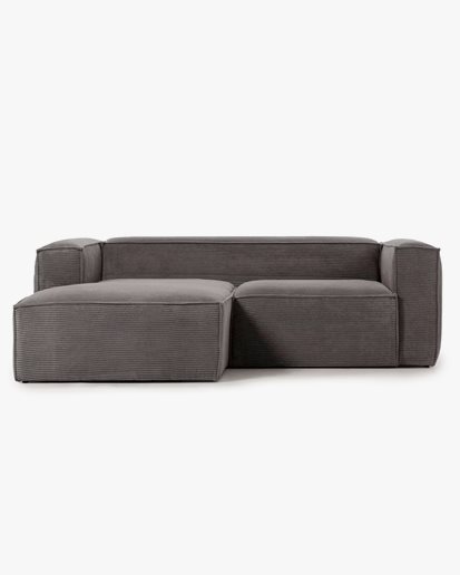 Blok 2-Seater Left Lounge Sofa Corduroy Dark Grey