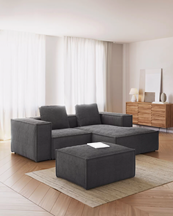 Blok 2-Seater Right Lounge Sofa Corduroy Dark Grey