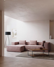 Blok 3-Seater Left Lounge Sofa Corduroy Light Pink