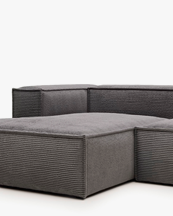 Blok 3-Seater Left Lounge Sofa Corduroy Dark Grey