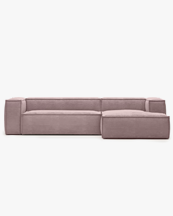 Blok 3-Seater Right Lounge Sofa Corduroy Light Pink