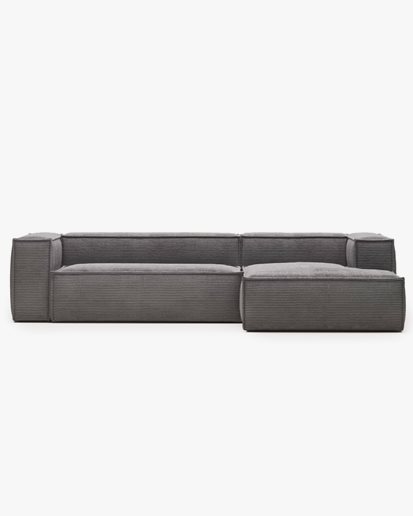Blok 3-Seater Right Lounge Sofa Corduroy Dark Grey