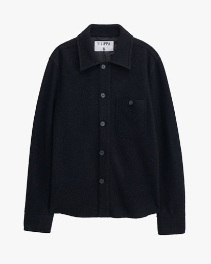 Filippa K Boiled Wool Shirt Jacket Black