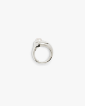 Ragbag Dualism Freshwater Pearl Ring Silver