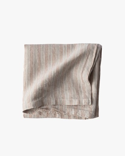 Tell me More Table Cloth Linen Hazelnut Stripe