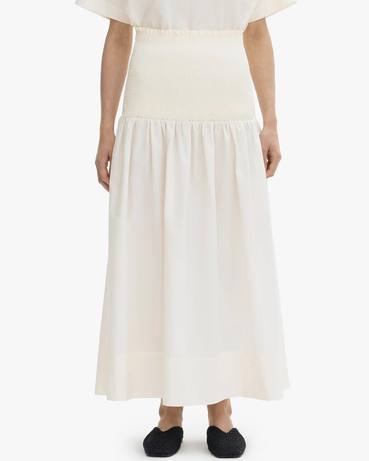 House of Dagmar Shirred Skirt White