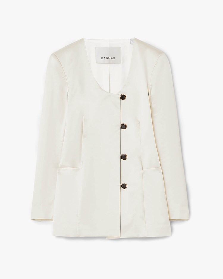 House of Dagmar Collarless Blazer Ivory White