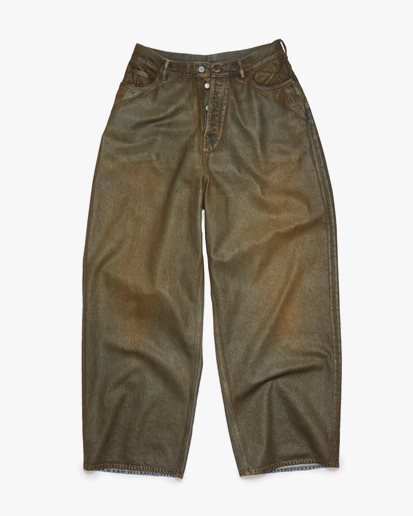 Acne Studios Super Baggy Fit Jeans 2023 Coated Brown Mid Blue