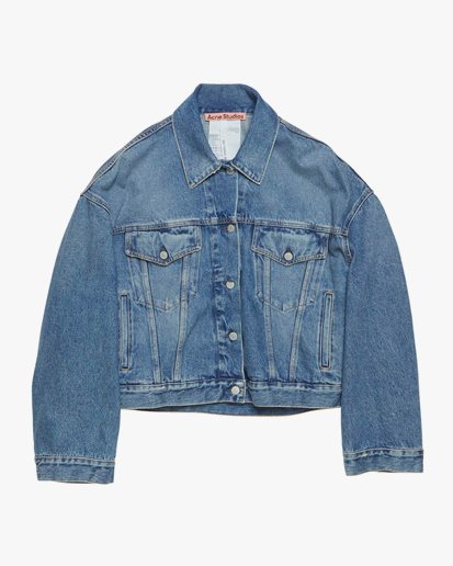 Acne Studios Relaxed Cropped Fit Denim Jacket Mid Blue
