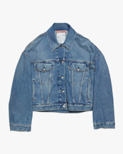 Acne Studios Relaxed Cropped Fit Denim Jacket Mid Blue