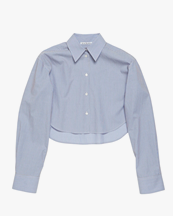 Acne Studios Cropped Boxy Shirt Sky Blue/Coffee Brown