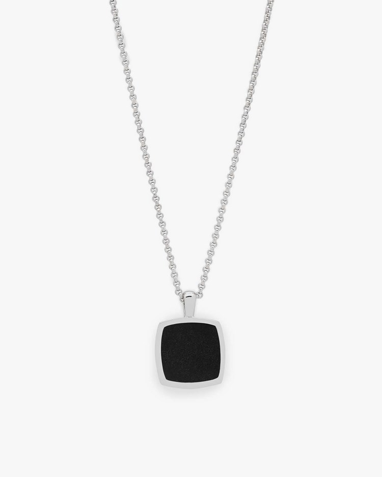 Tom Wood Cushion Pendant Onyx Silver