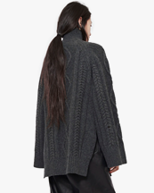 Teurn Studios Braided Turtleneck Sweater Dark Grey