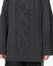 Teurn Studios Braided Turtleneck Sweater Dark Grey