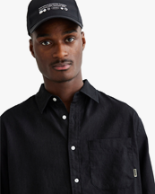 Woodbird Yuzo Linen Shirt Black