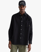 Woodbird Yuzo Linen Shirt Black