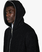 Our Legacy Full Zip Hood Black Hairy Wool