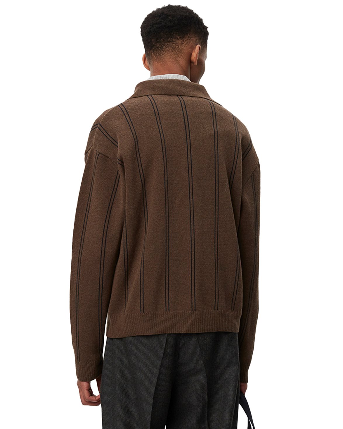 Mfpen Formal Cardigan Light Brown Stripe - Vallgatan 12