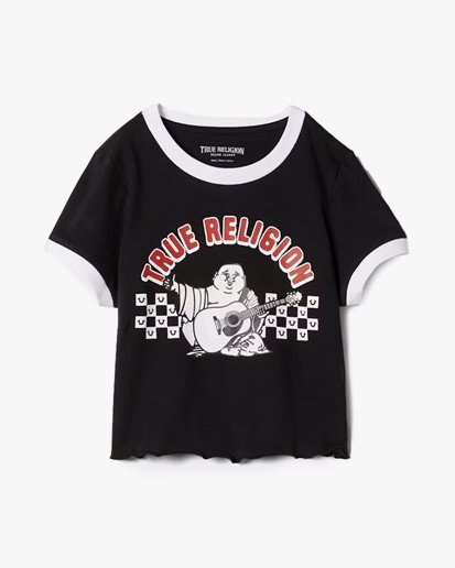 True Religion Buddha Baby Tee Jet Black