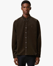 AMI Paris Ami De Coeur Classic Corduroy Shirt Dark Coffee