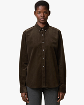 AMI Paris Ami De Coeur Classic Corduroy Shirt Dark Coffee