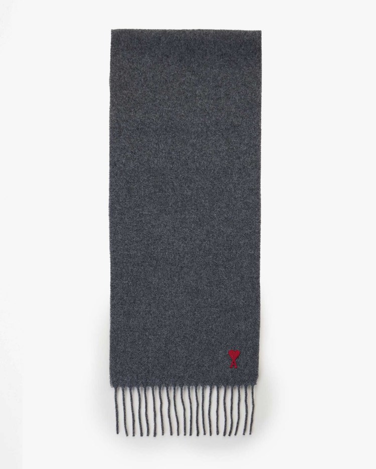 AMI Paris Ami De Coeur Classic Scarf Dark Grey