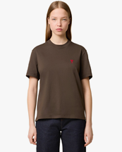 AMI Paris Ami De Coeur Classic T-Shirt Dark Coffee