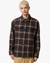 AMI Paris Check Wool Overshirt Dark Coffe/Sand