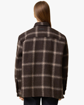 AMI Paris Check Wool Overshirt Dark Coffe/Sand