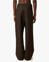 AMI Paris Elasticated Wool Gabardine Waist Pants Dark Coffee